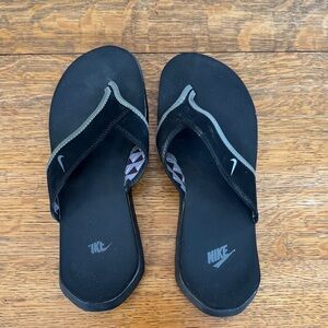 Nike Black and Gray Flip Flops